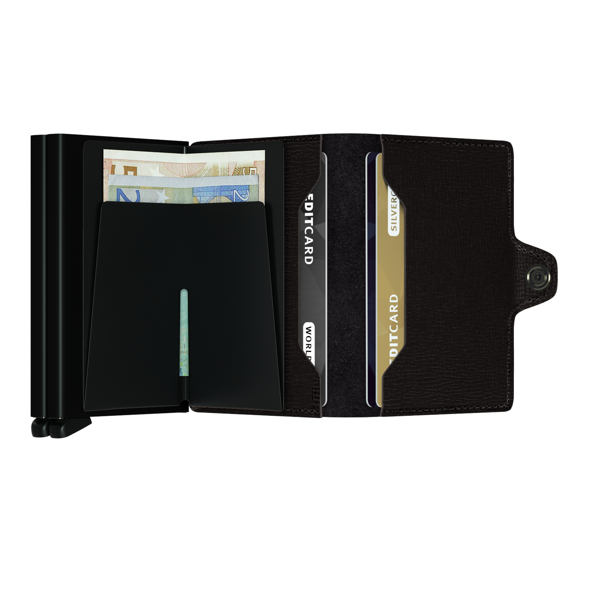 Twinwallet Black, portemonnaie, Bi-Fold, Kartenfächer, Geldscheinfach, dunkelbraun