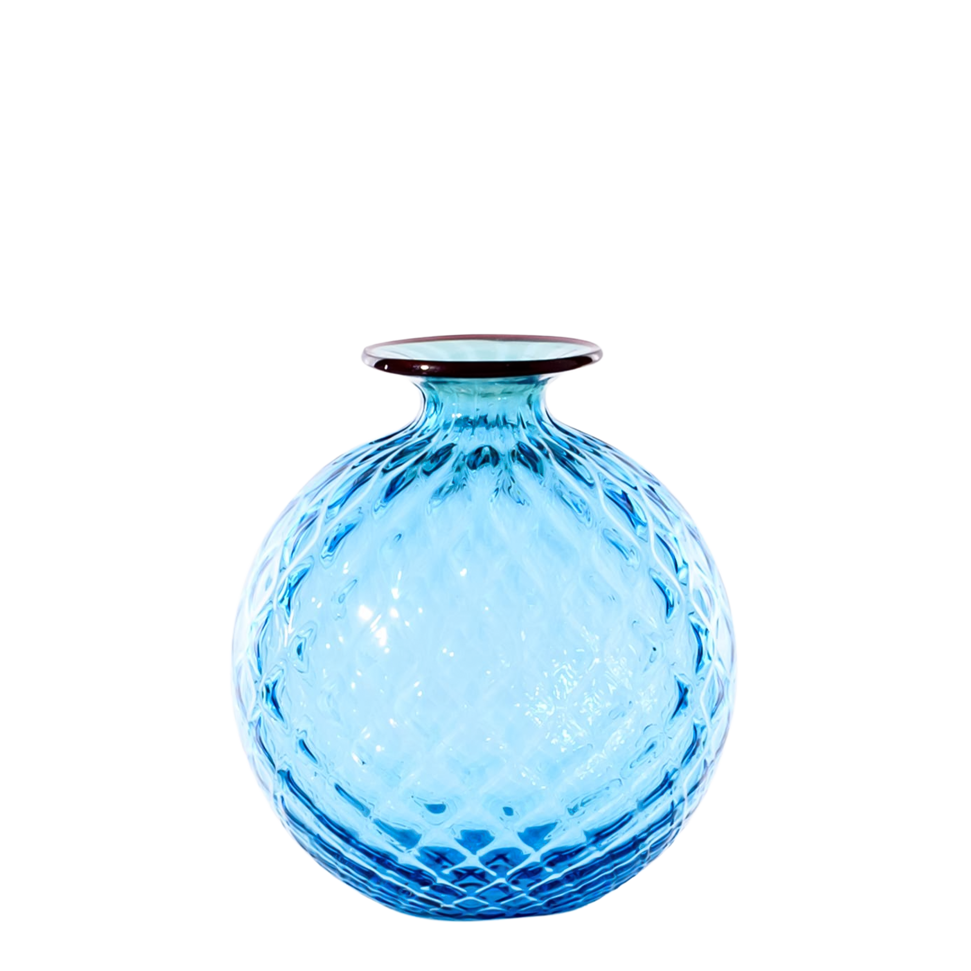 Vase Aquamarine 16.5 cm, Vase, Glasvase, Blauglasvase, Texturglasvase, Runde Vase