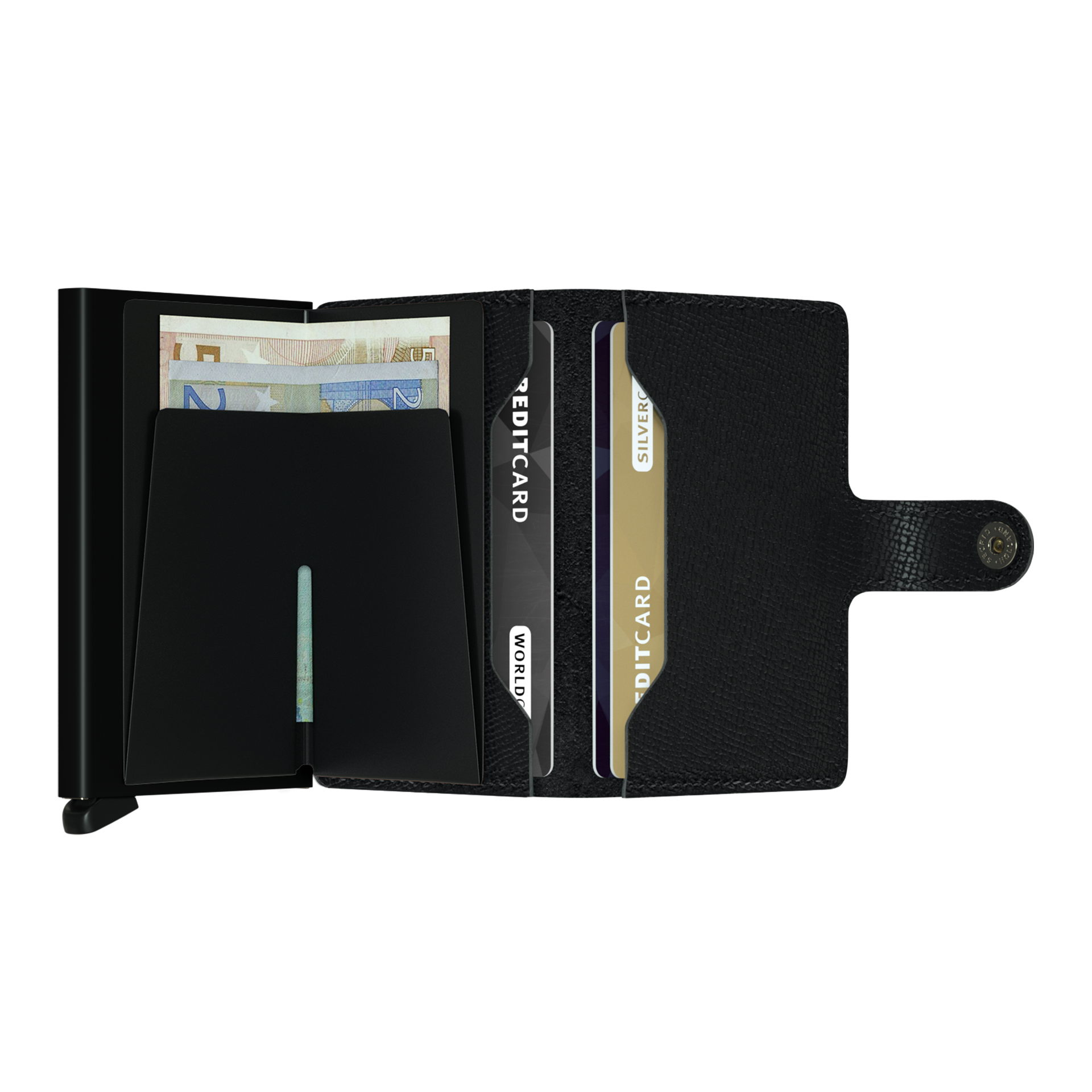 Miniwallet Black, portemonnaie, kartenhalter, geldfach, schwarz leder, kreditkartenfächer