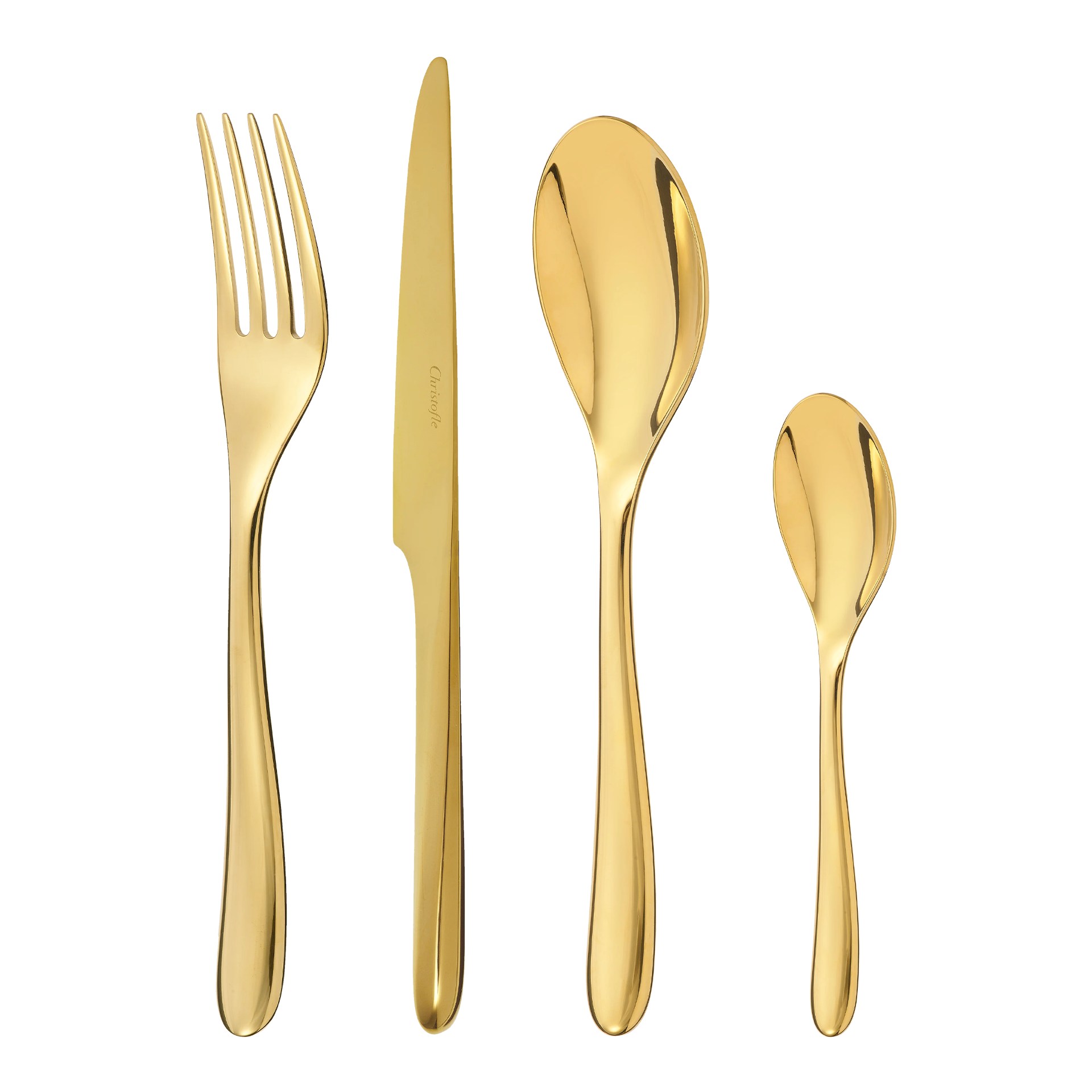 Christofle, L’Âme de Christofle, Cutlery Set 24-piece stainless steel gold, Gabel, Messer, Löffel, Besteck, Goldfarben