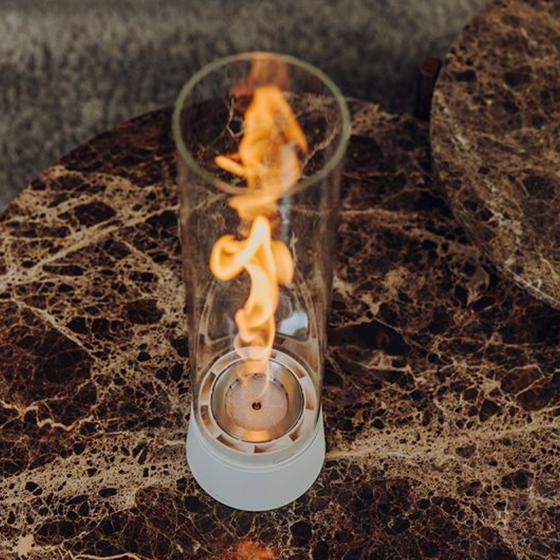 Tabletop Fireplace 1200 Creme, ölLampe, Tischlampe, Glaskelch, Flamme, Deko Lampe