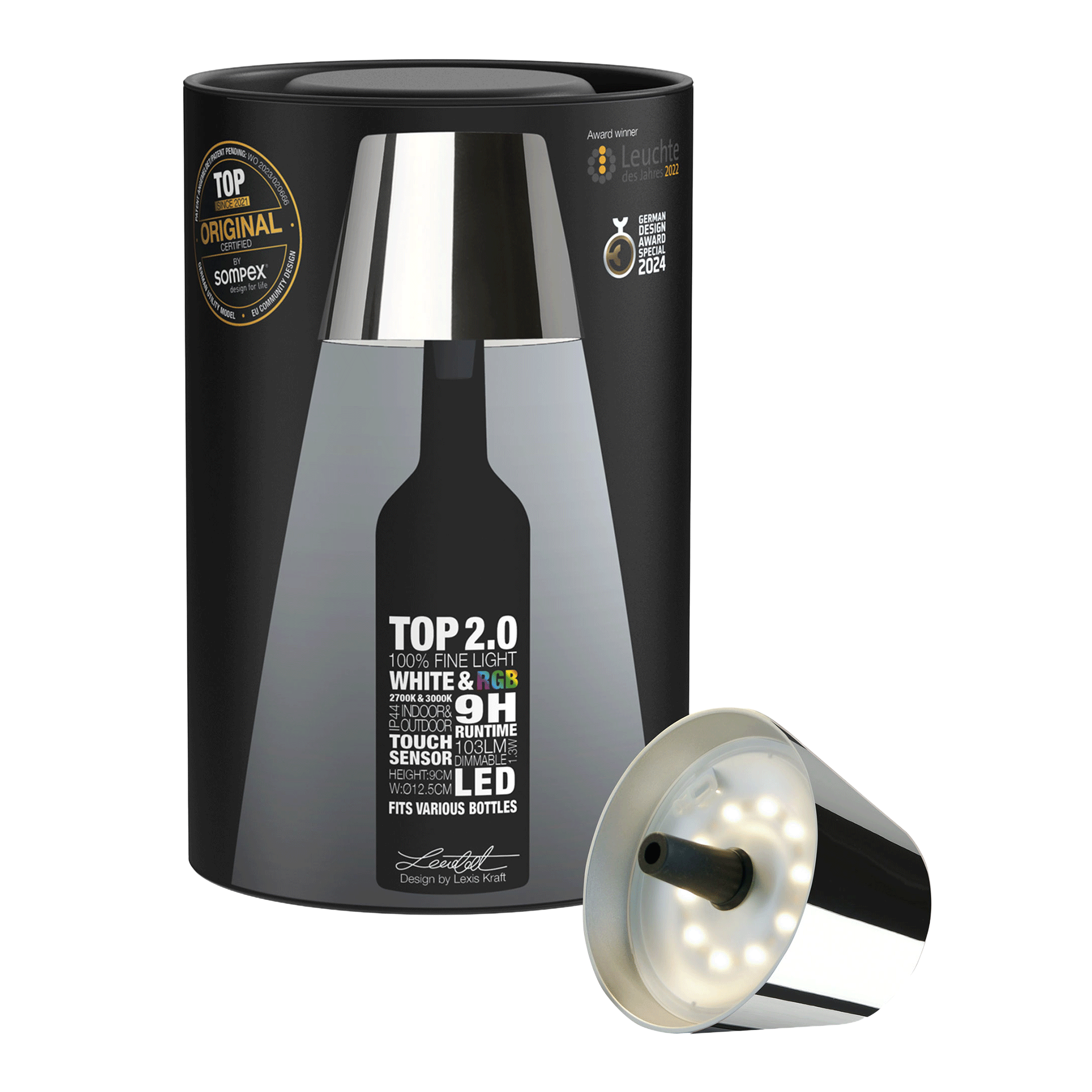 LED Bottle Light Dimmable Chrome