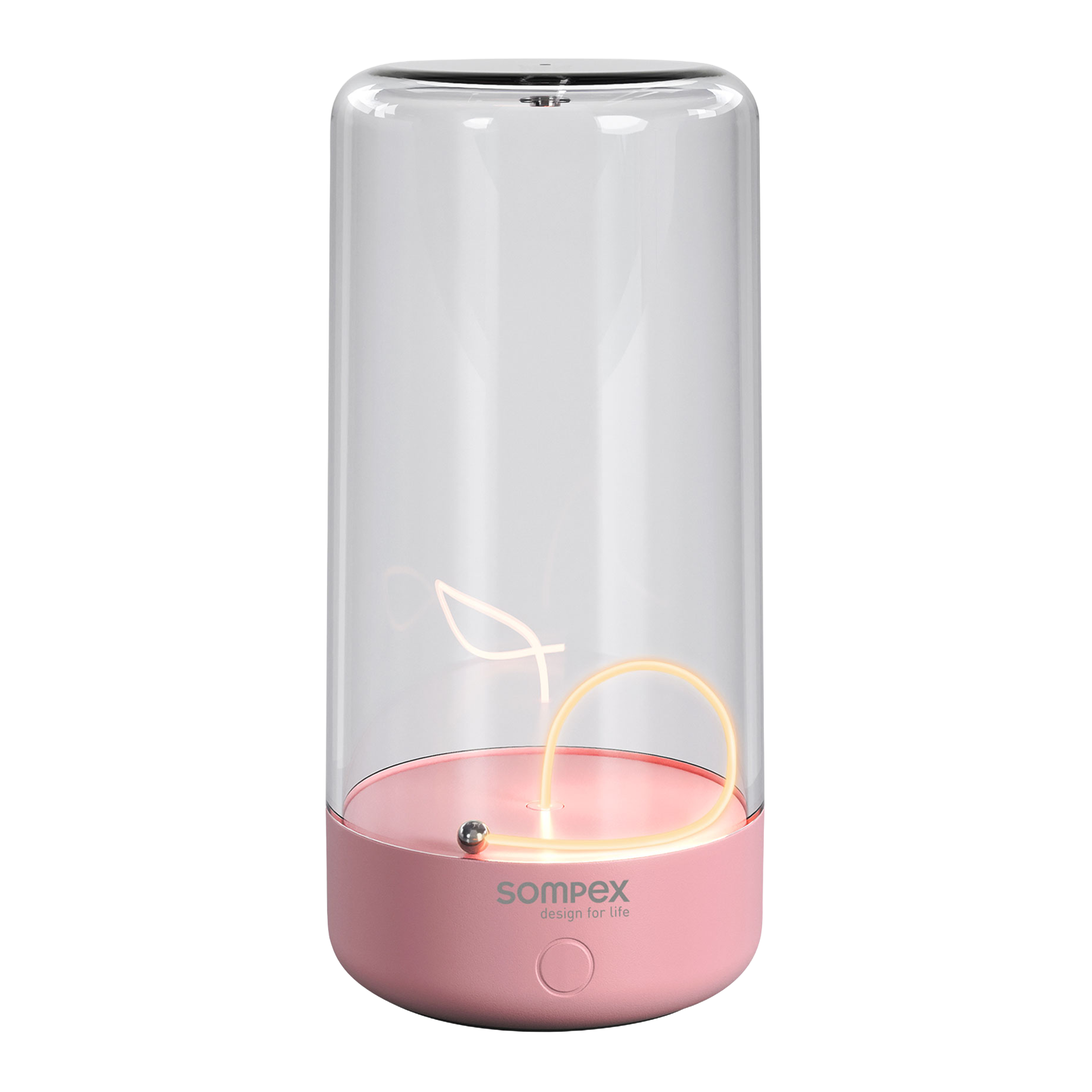 Rechargeable LED table lamp dimmable pink, Tischlampe, LED, rosa Sockel, Glaszylinder, Nachtleuchte