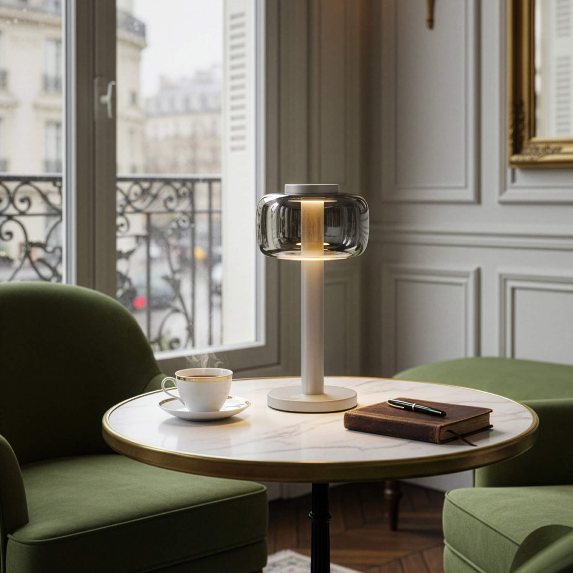 ELLE DECORATION LED Tischlampe ODEON silber