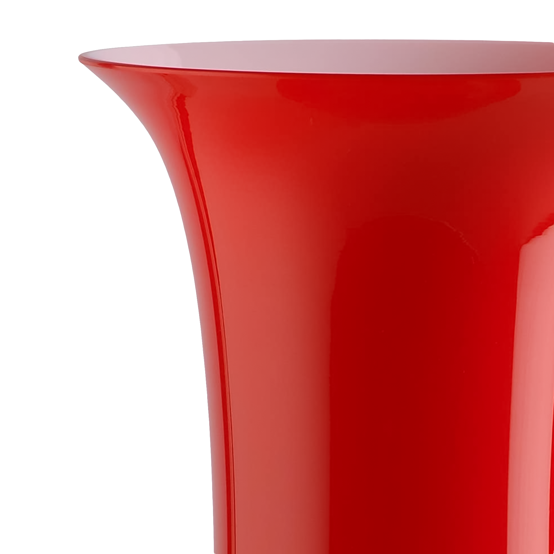 Vase Red 30 cm, Vase, Rot, Glänzend, Seitlich geöffnete Lippe, Gebogene Form