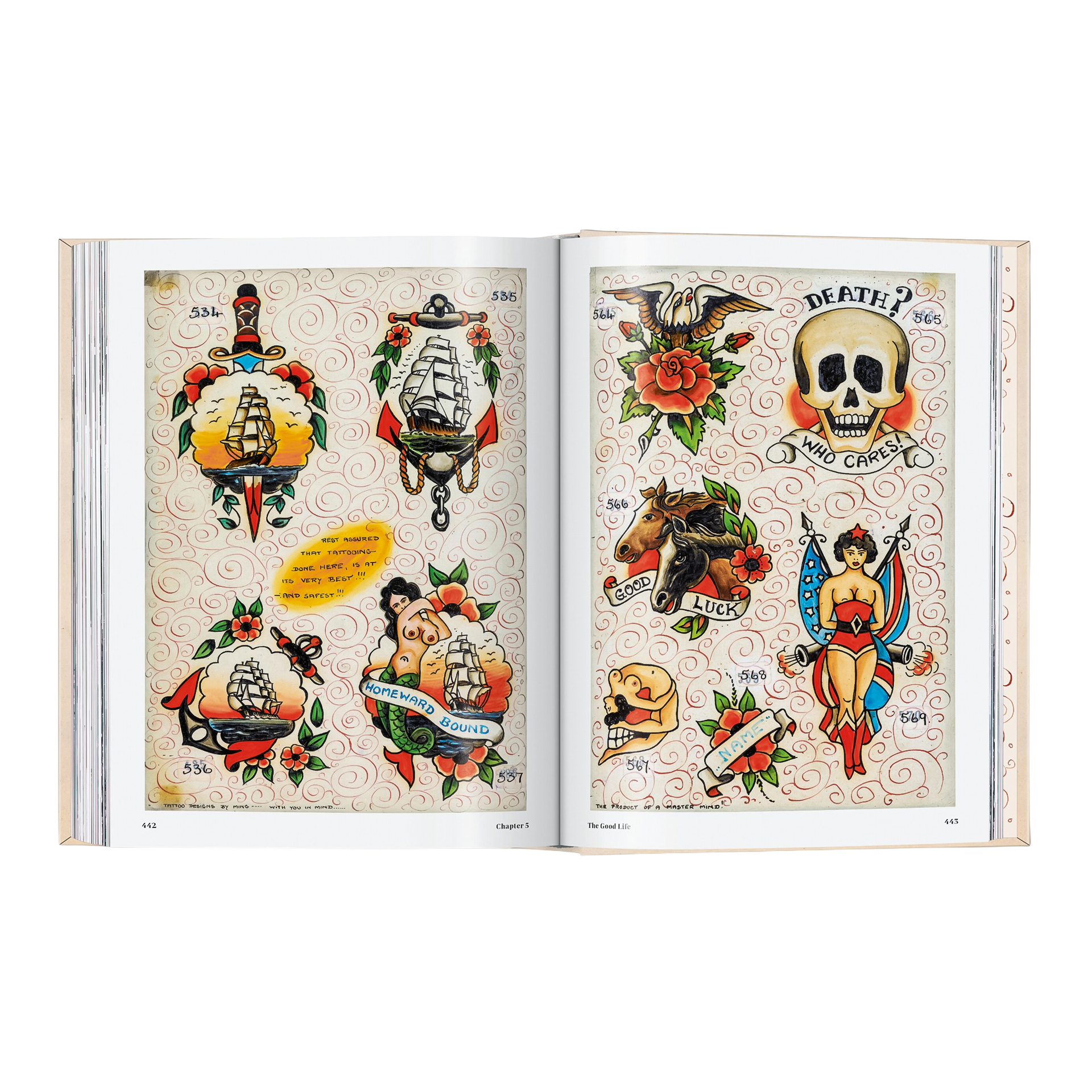 Coffee Table Book TATTOO. Henk Schiffmacher’s Private Collection, Tattoo, Seitenansicht, Traditioneller Stil, Schädel, Schiffe