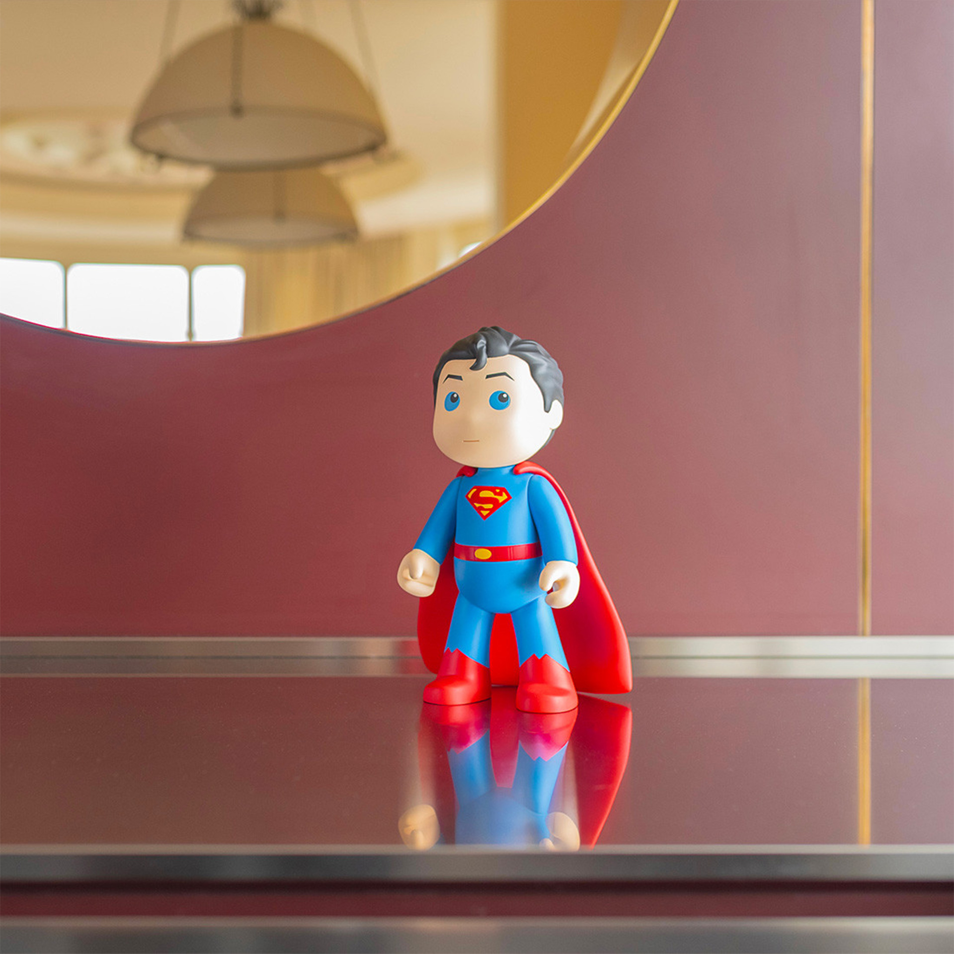 Superman 25 cm, Supermanfigur, Figur Spielzeug, Kunststoffspielzeug, blauer Anzug, roter Umhang