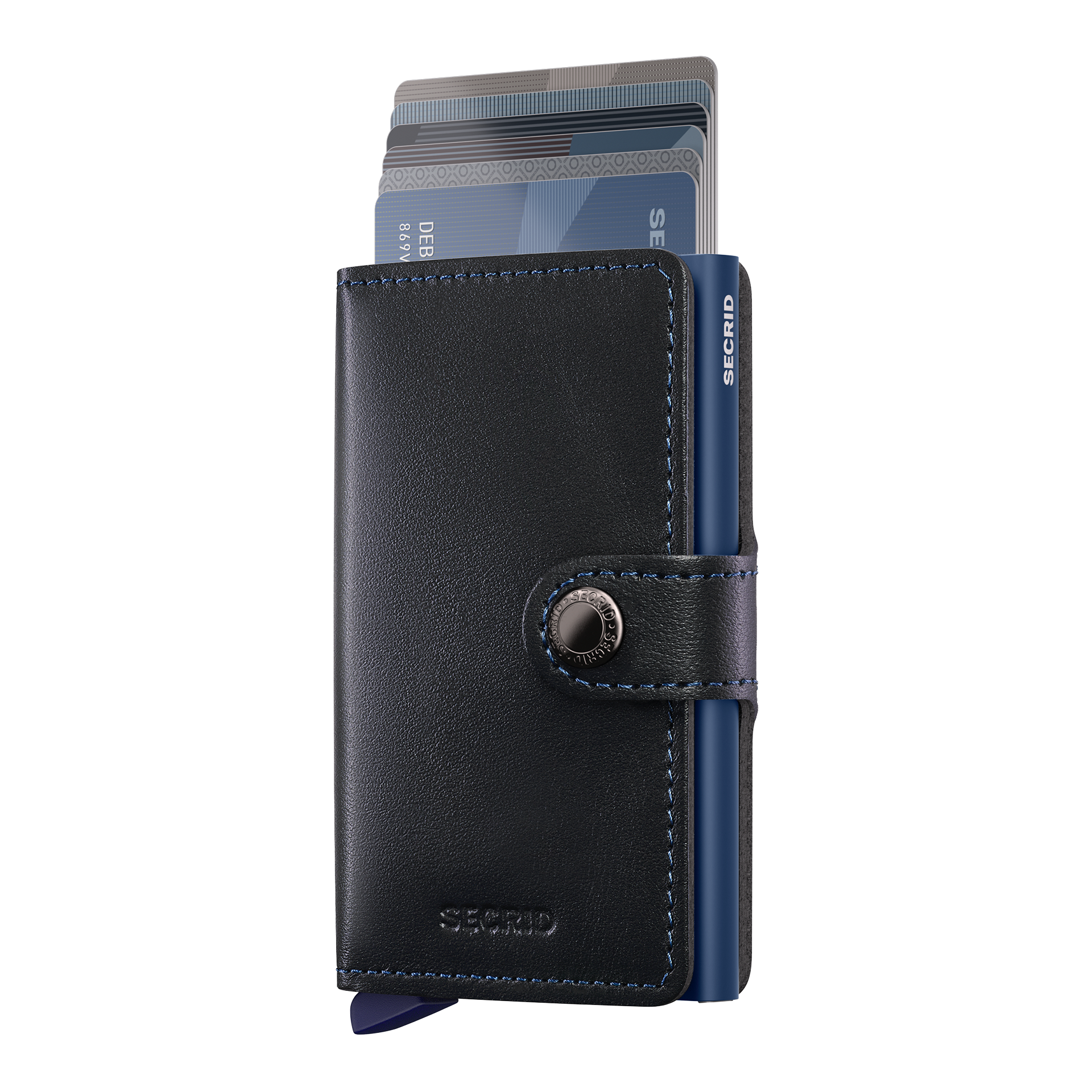 Secrid Miniwallet Original Schwarz/Navy, Reisegeldbörse, Geldbörse, Kreditkartenetui, Leder, Geldscheinfach