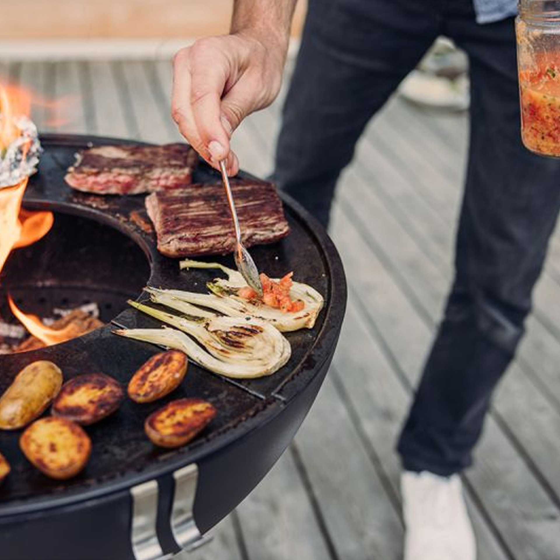 Plancha 57, Grill, Steak, Gemüse, Grillgut, Kohlegrill