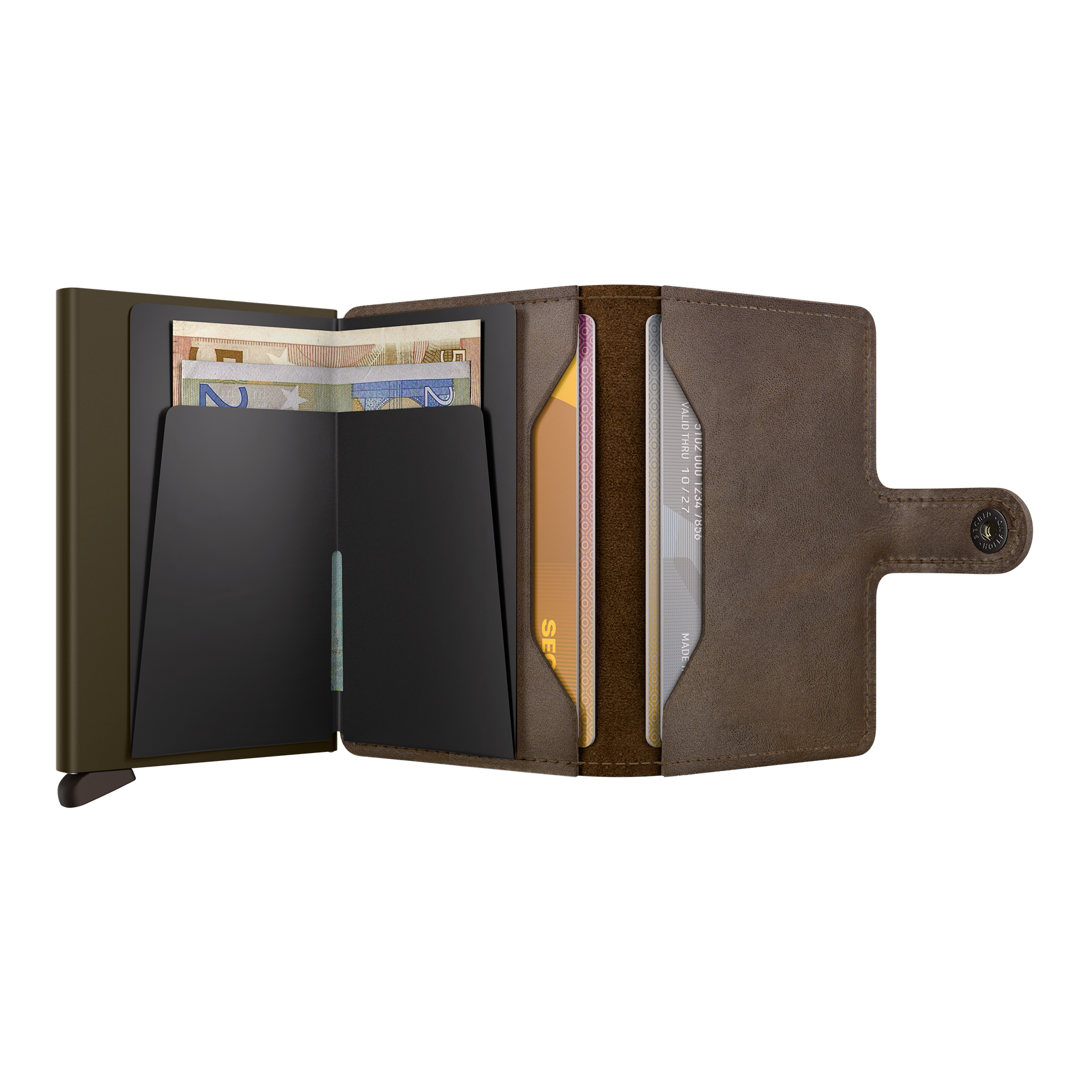 Secrid Miniwallet Vintage Eiche, Geldbörse, Leder, Braun, Kartenfächer, Geldscheinfach