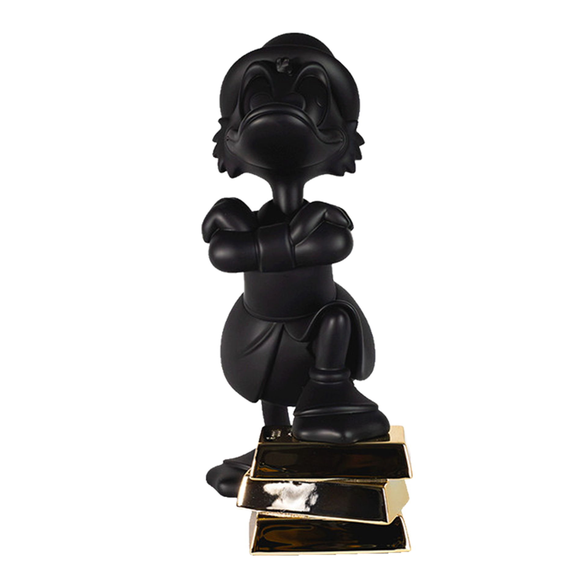Uncle Scrooge with ignots schwarz & gold 30 cm, Schwarze Statue, Figur, Pflock?, Glatte Oberfläche, Basis