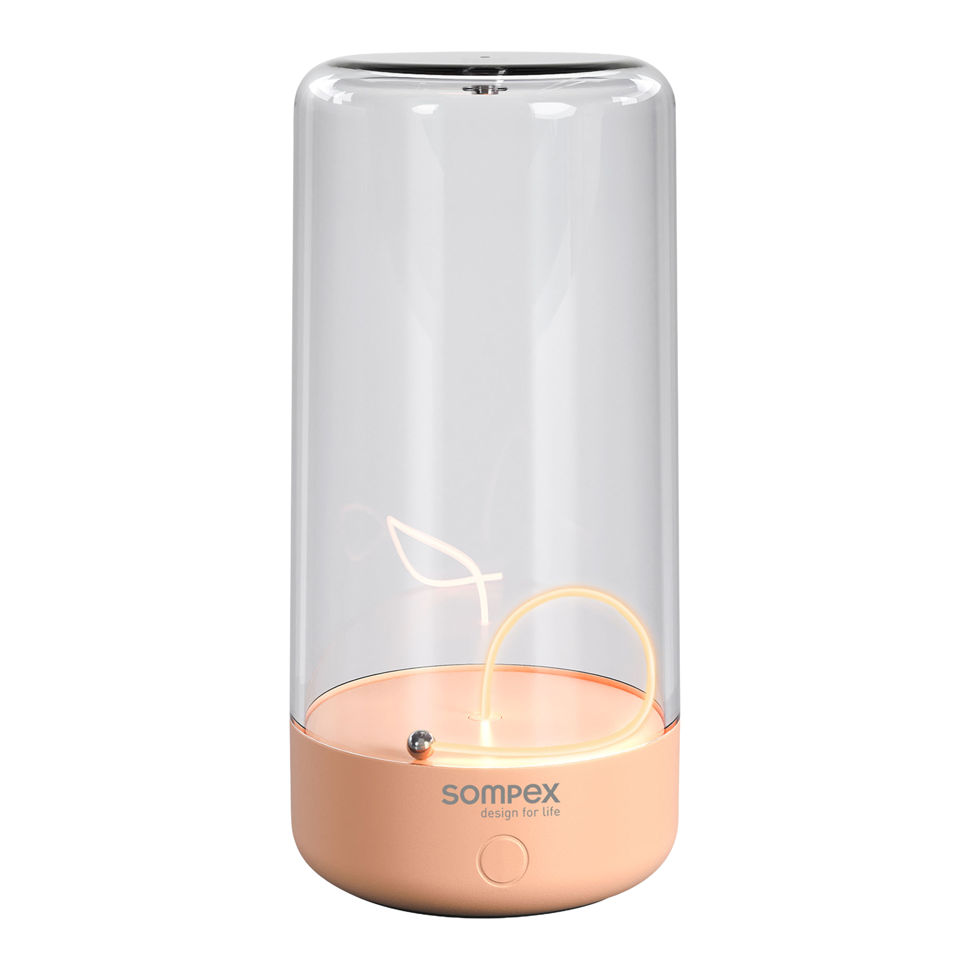 Rechargeable LED table lamp dimmable apricot, Lampe, LED, Glasvase, Nachtlicht, Sompex