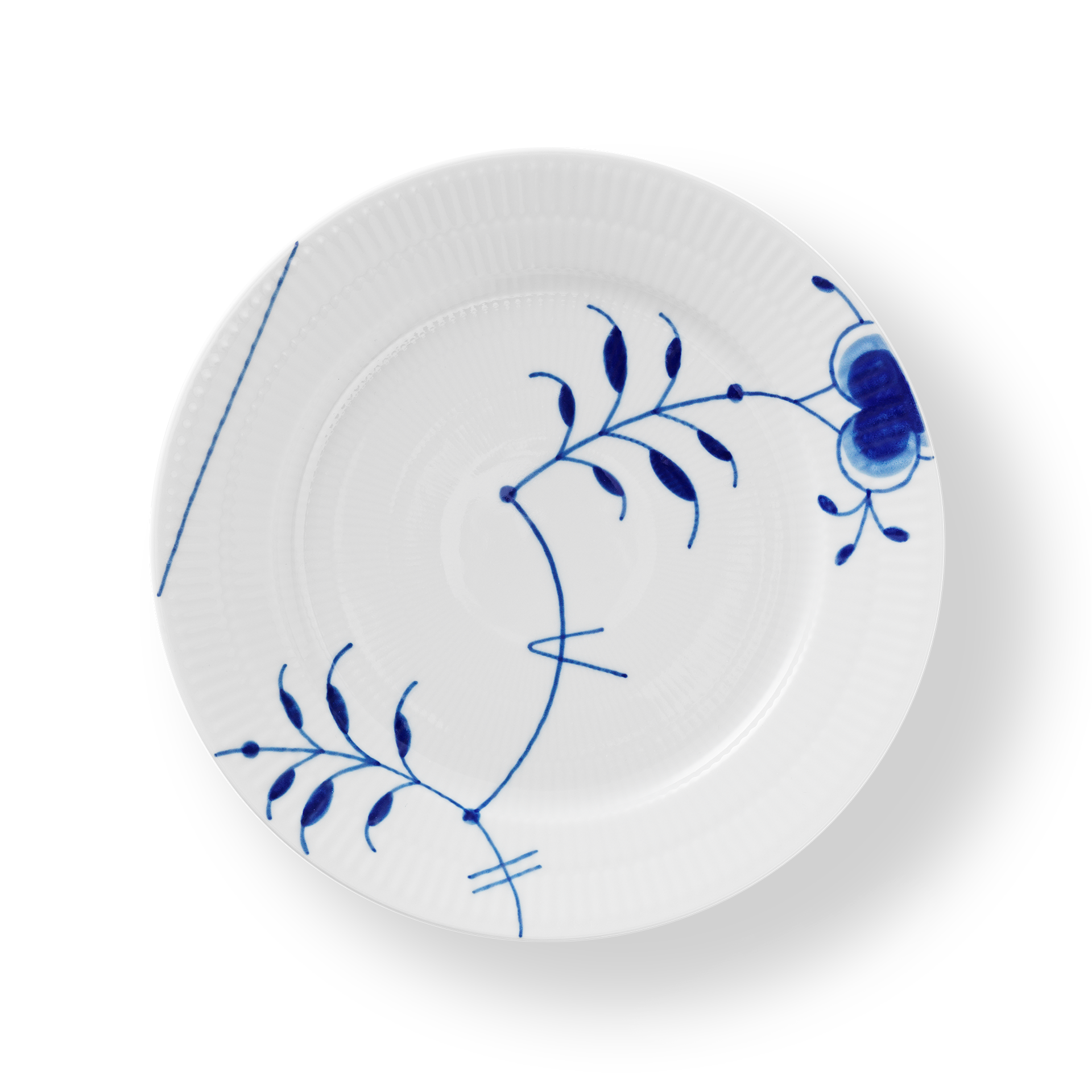 Royal Copenhagen Frühstücksteller Mega Gerippt Blau 22 cm Dekor 9
