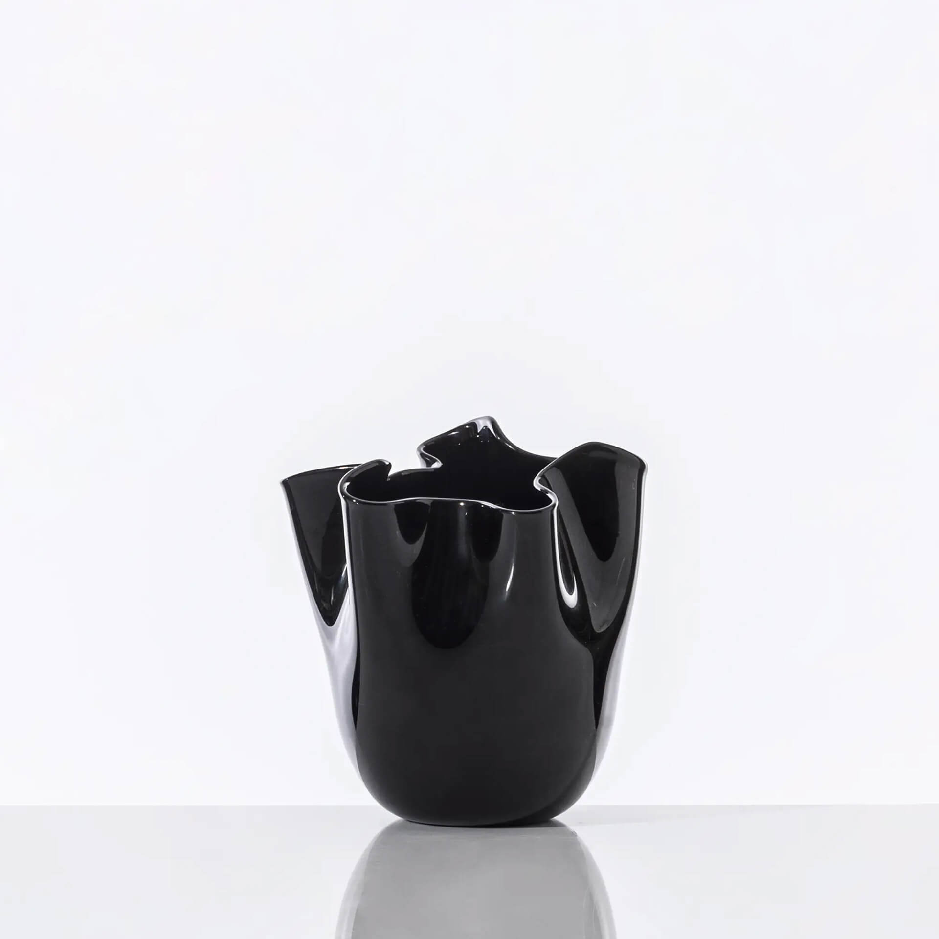 Venini Fazzoletto Vase Schwarz 13 cm