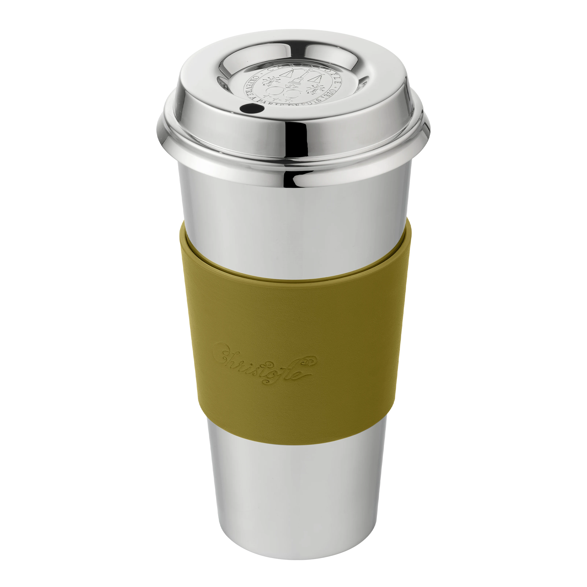 To-Go Cup imperial green, Reisebecher, Metall, Edelstahl, isoliert, braune Hülle
