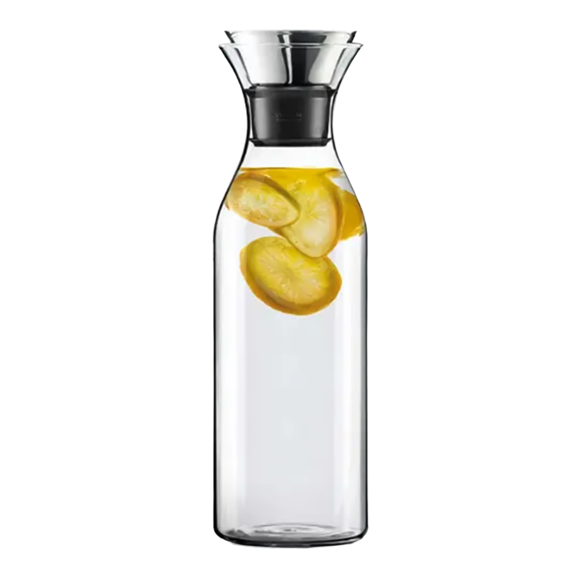Fridge carafe 1,40 l, Glaskaraffe, Wasserkanne, Zitrusinfusion, Sylindrische Flasche, Zitronenscheiben