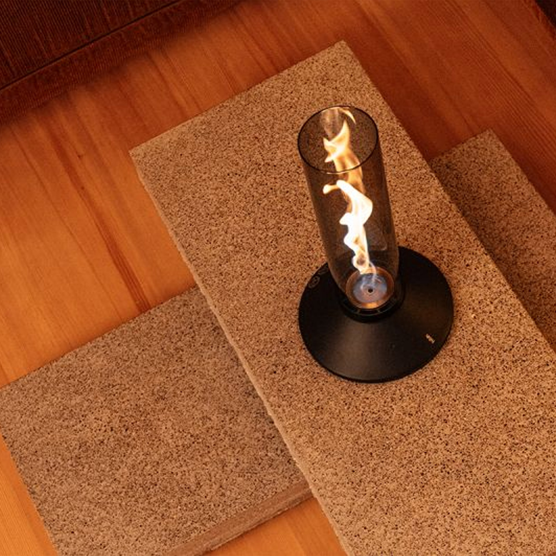 Tabletop Fireplace 1200 All Black, Gasfeuerstelle, Kaminwandhalter, Glimmer Feuer, Rundstab Feuer, Gartenofen