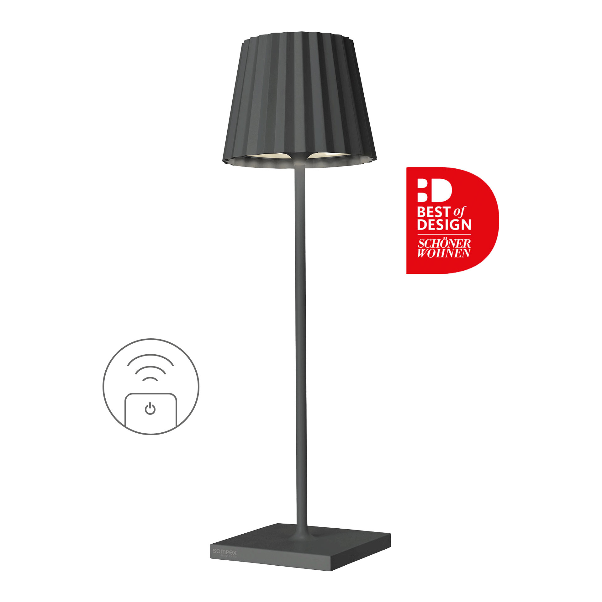 Rechargeable LED table lamp dimmable anthracite, Stehlampe, Schirm, Stehleuchte, dunkelgrau, LED