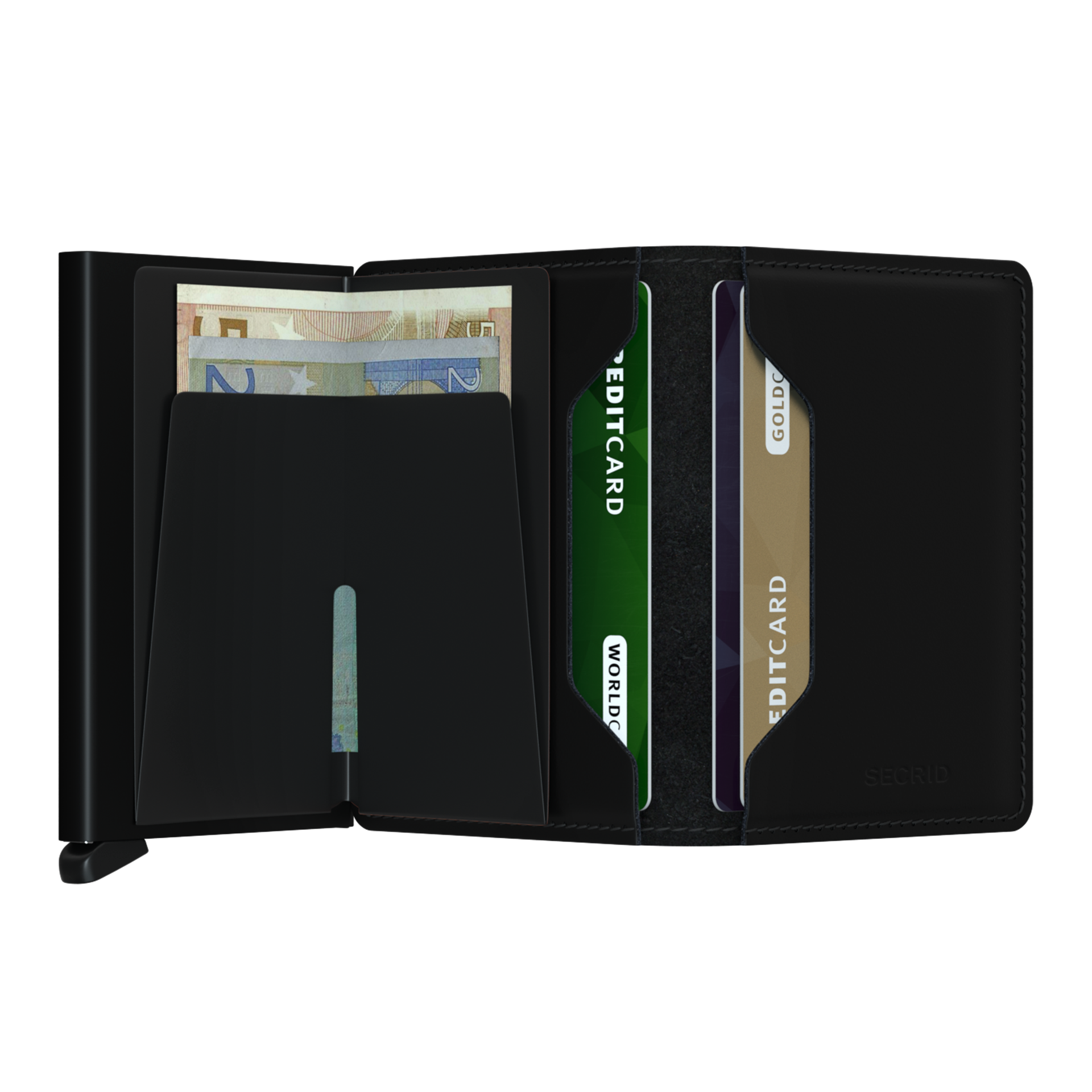 Slimwallet Black, wallet, Brieftasche, Geld, Kartenfächer, schwarz