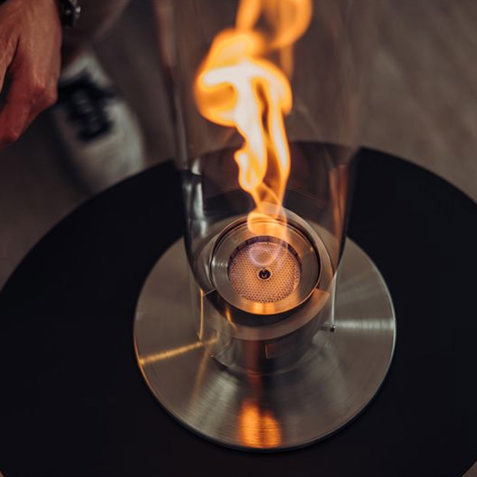Tabletop Fireplace 1200 Silver, Gaskocher, Flamme, Edelstahl, Herdplatte, Gaskocher