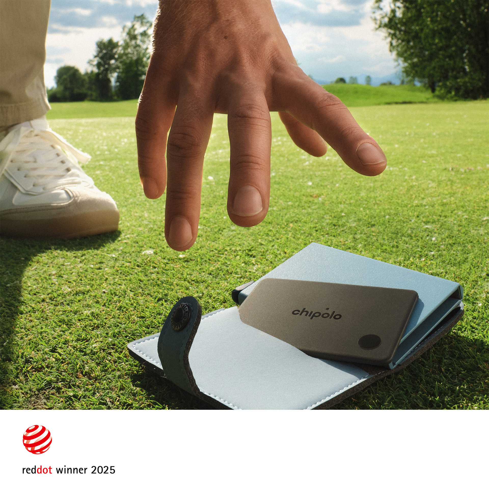 Bluetooth-Tracker Pocket Chacoal, golf, portemonnaie, kartenetui, grünes gras, schuh