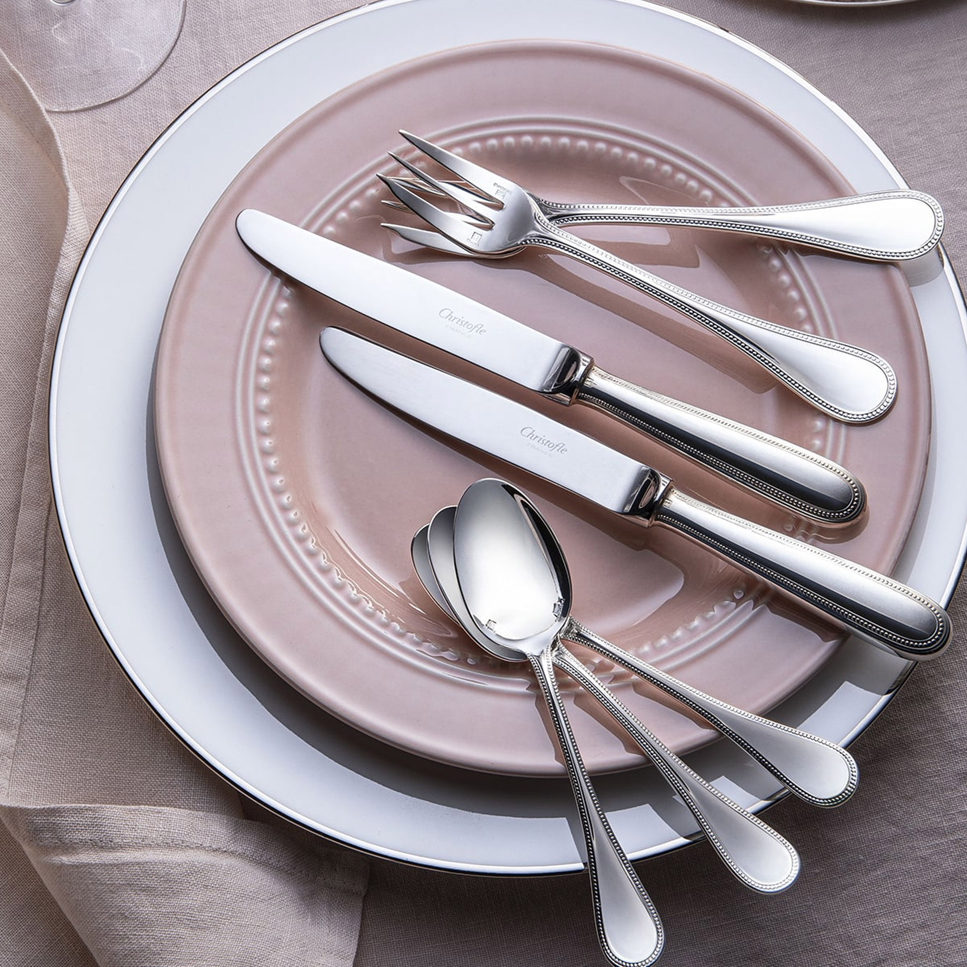 Christofle Besteckset Perles Edelstahl