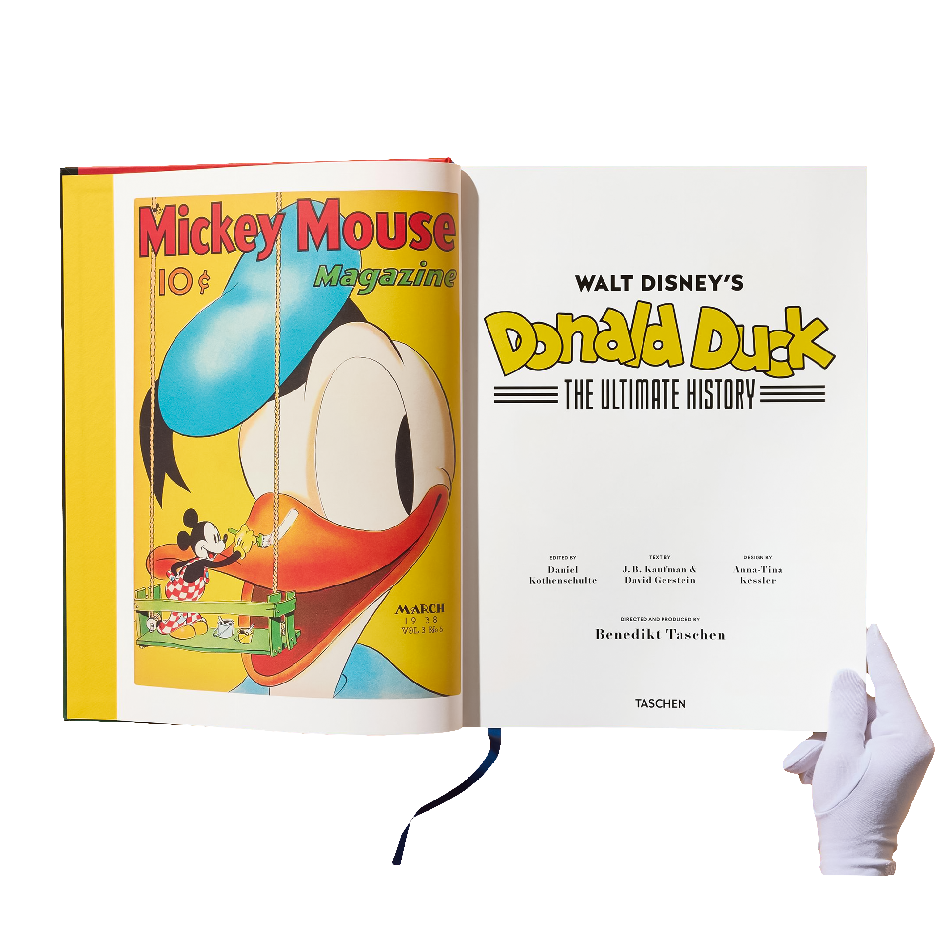 Coffee Table Book Walt Disney's Donald Duck. The Ultimate History, Comic, Mickey Maus, Donald Duck, Magazin, Buch geöffnet