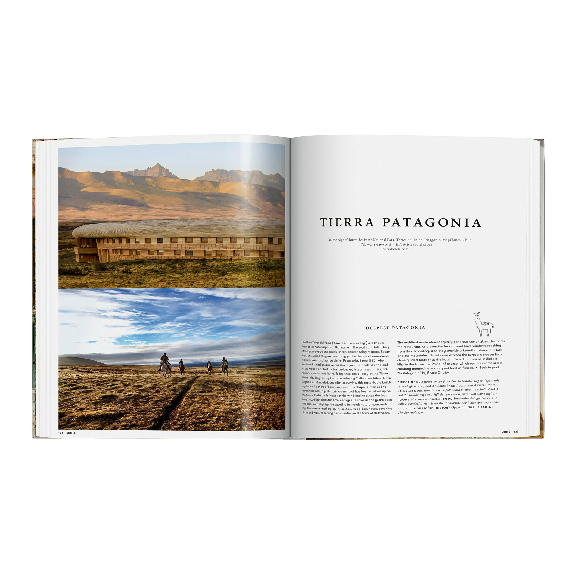 Coffee Table Book Great Escapes Latin America, Bildband, Patagonien, Hauptseite, Gebäude, Landschaft