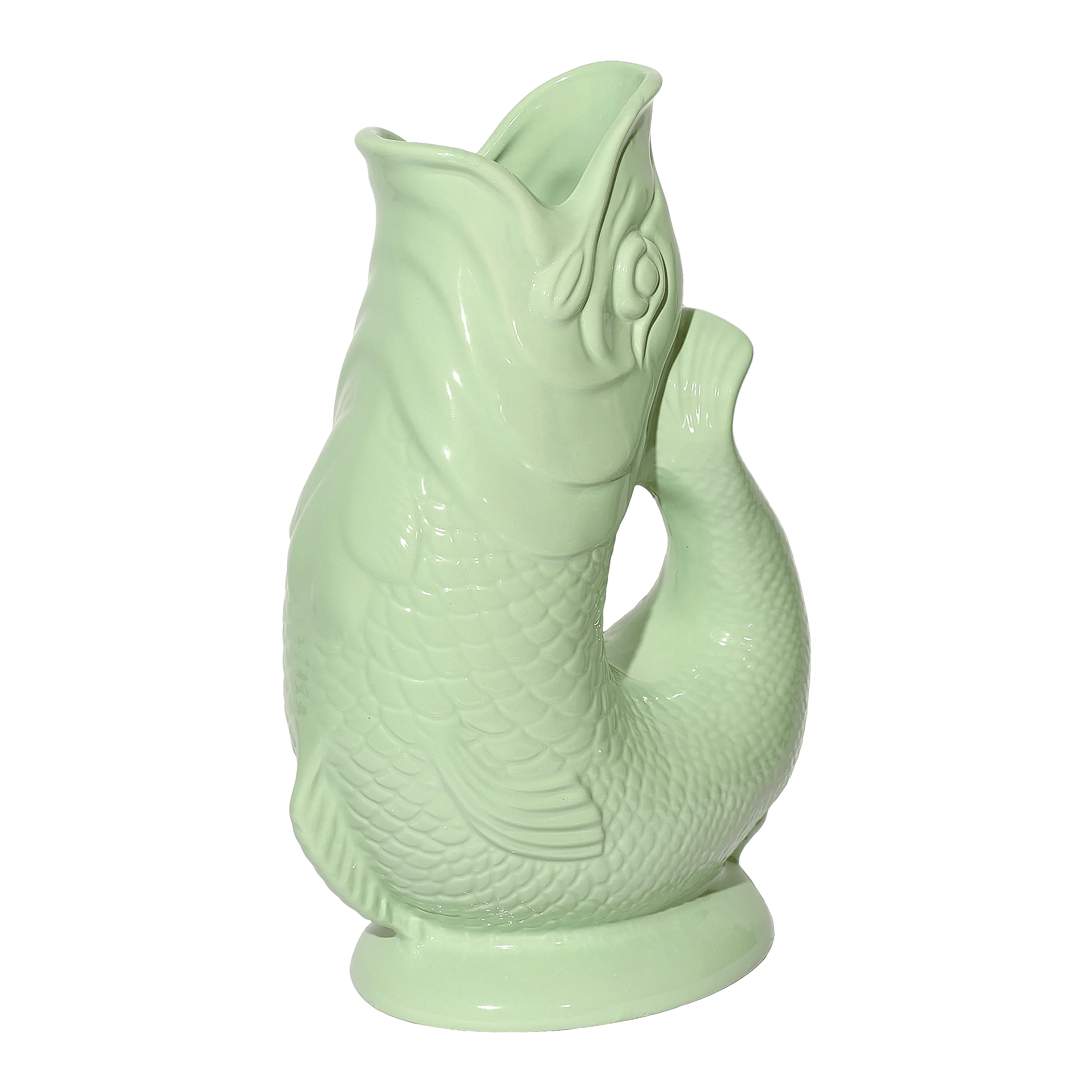 Jug pistachio XL 1.20 l, Pitcher, Fisch, Keramik, Mintgrün, Dekorativ