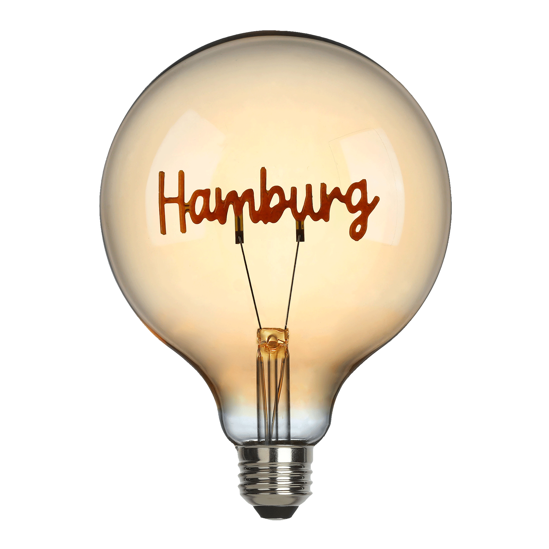 LED decorative bulb Hamburg, Glühbirne, Edison-Glühbirne, Glühbirne mit Schrift, Stromquelle, Birnenform
