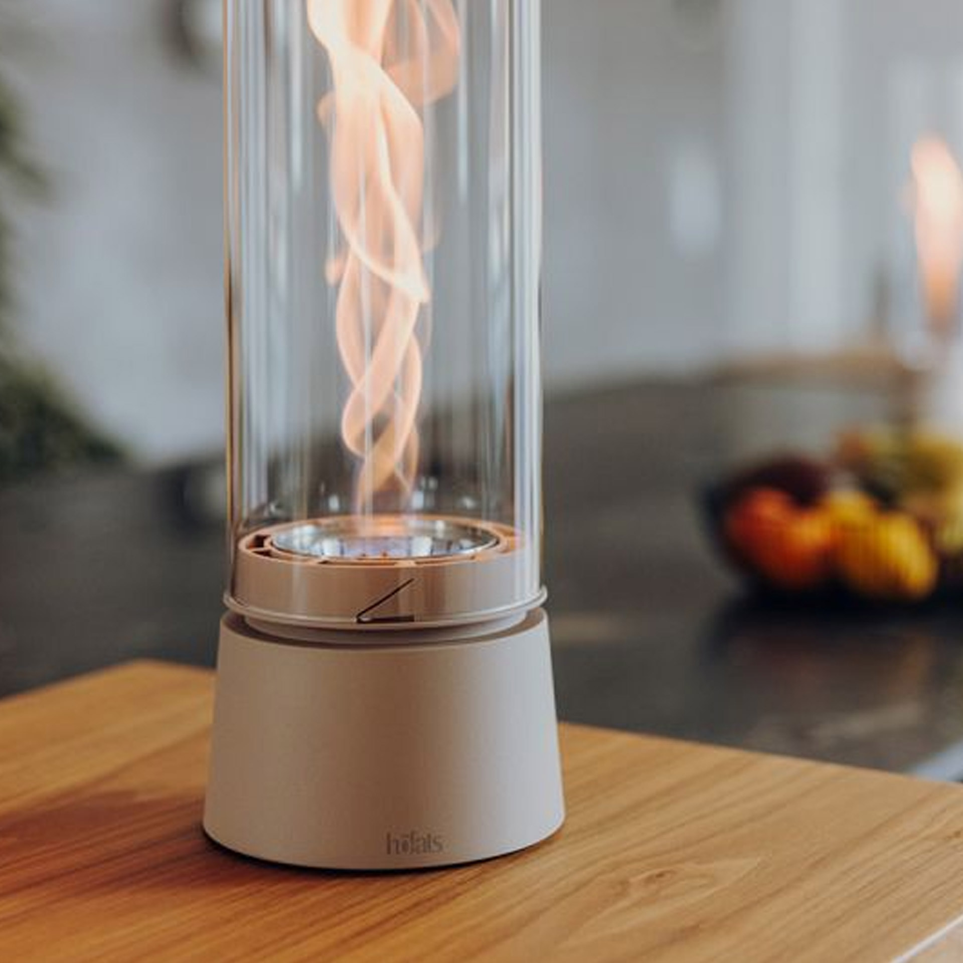 Tabletop Fireplace 900 Sand, Tischlampe, Halterung, Glaslampen, Flammenwirbel, Dekorlampe