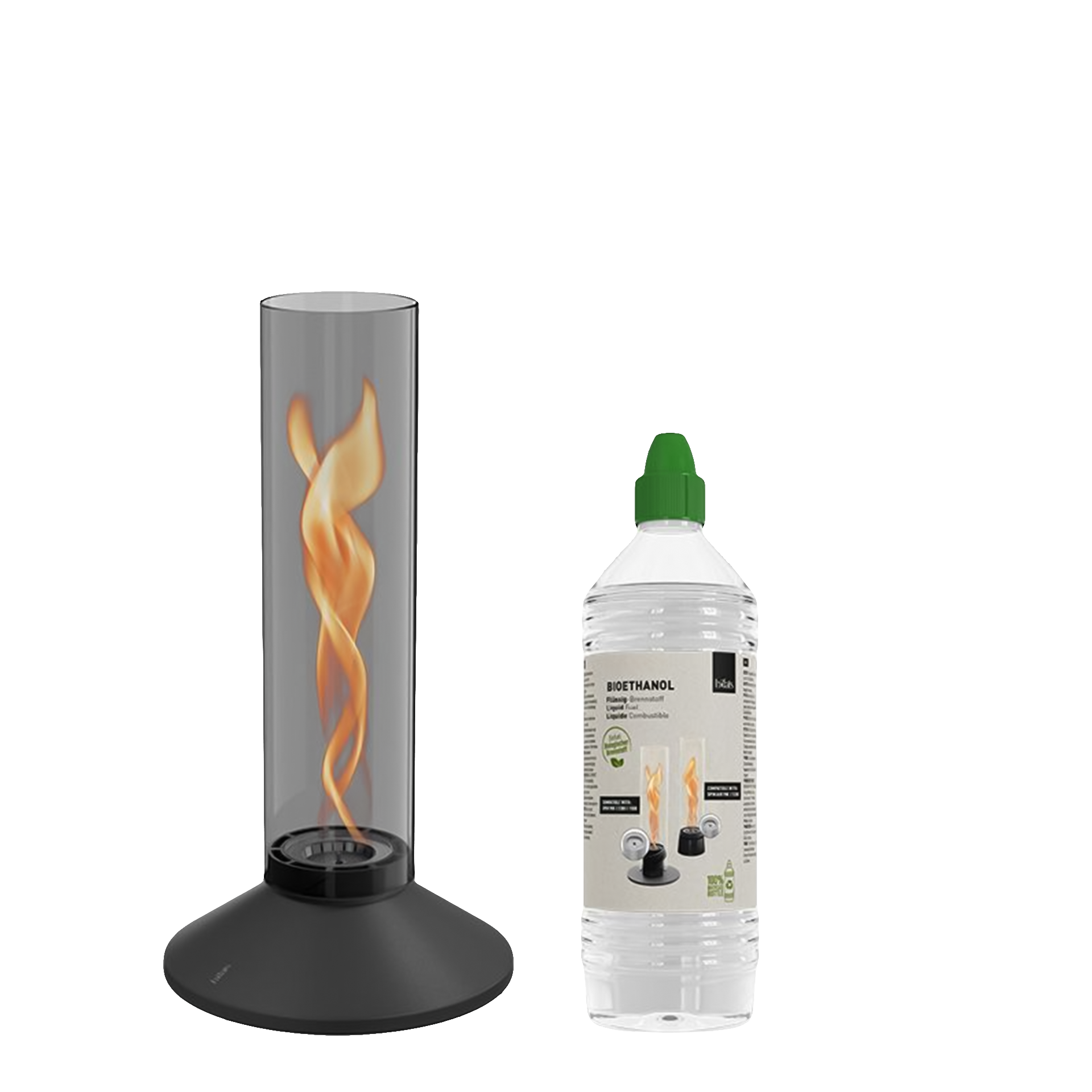 Tabletop Fireplace 900 All Black, Gasfeuerstelle, Tischfeuer, Flammenspiel, Gaskerzenhalter, Kerosinfrei