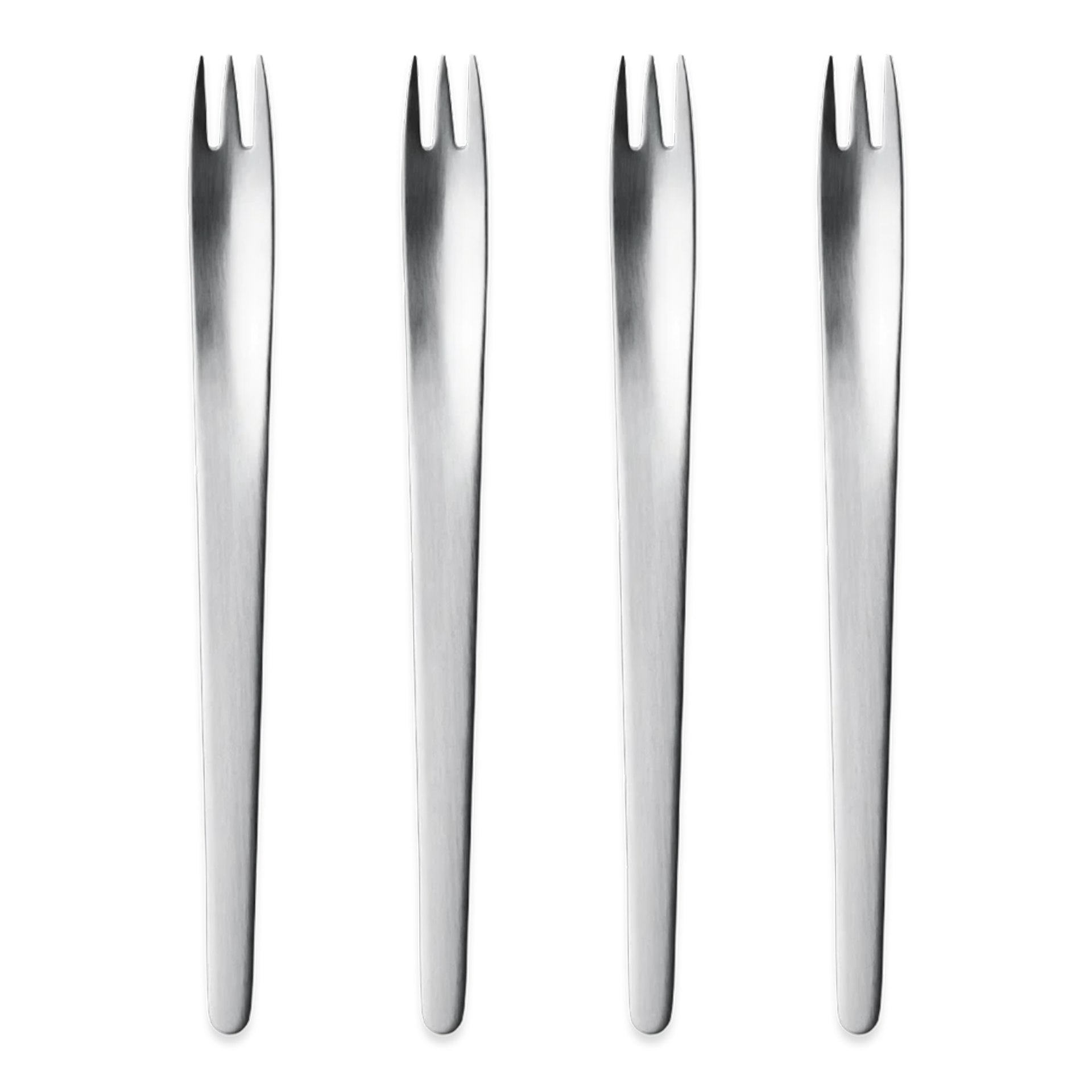 Georg Jensen, Arne Jacobsen, Cake Fork set 4-piece stainless steel, Gabel, Besteck, Edelstahl, 4-teilig, Glänzend