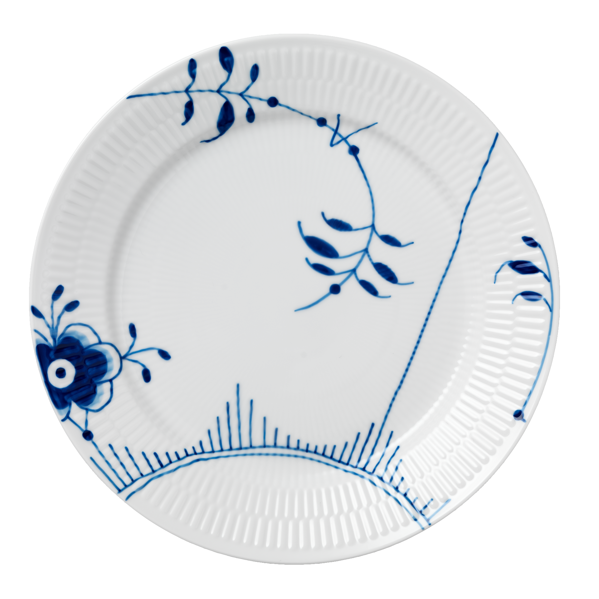 Royal Copenhagen Speiseteller Mega Gerippt Blau 27 cm Dekor 2