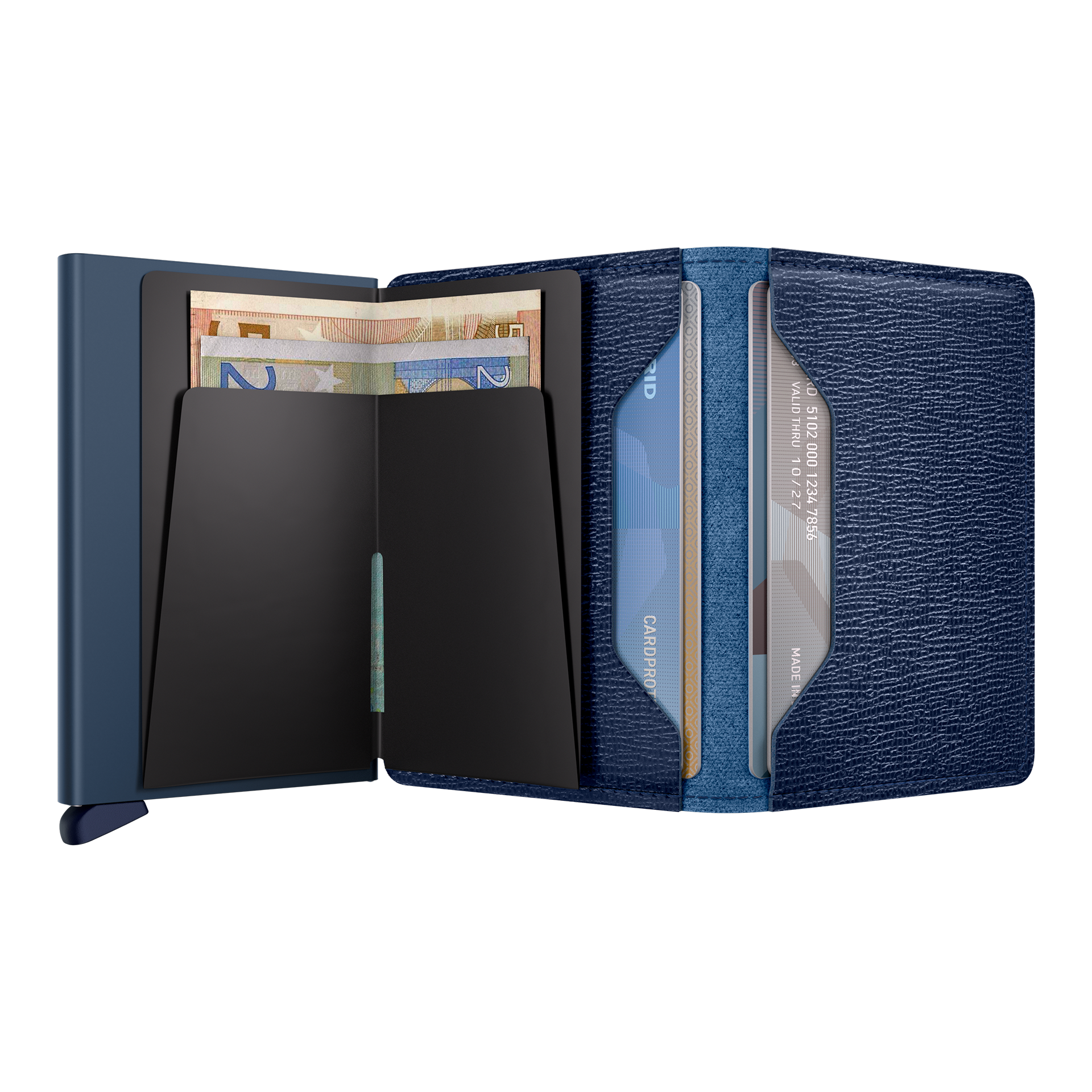 Slimwallet Navy, wallet, card slots, blaues leder, Geldbörse, Faltgeldbörse